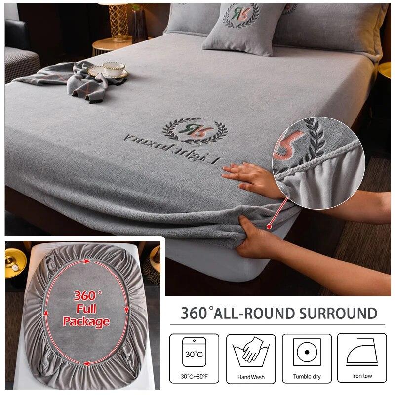 Мягкая плюшевая простыня, однотонная фланелевая простыня на резинке, защитный чехол для матраса, бархатное покрывало, наматрасник