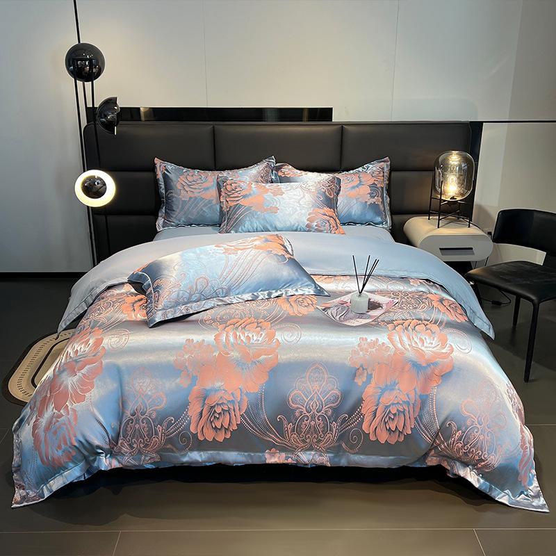 Европейский Хлопковый Сатин Жаккард 4-Предметный Комплект Постельного Белья, Дружелюбный к Коже