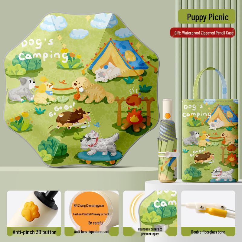 Автоматический складной детский зонт двойного назначения с кольцевой пряжкой – Защита от солнца для школьников и школьниц