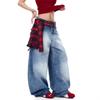 Джинсы в клетку JYL для мужчин Винтажные Bootcut Свободные Модные Jazz Широкие Джинсовые