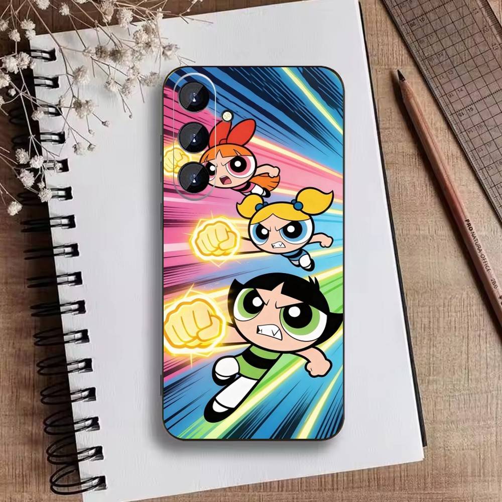 Чехол для телефона P-Powerpuffs G-Girls для Samsung Galaxy A73, 21, 22, 32, 71, 53, 52, 51, 80, 5G Мягкий Черный Чехол