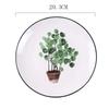 Nordic Creative Round Green Plants Porcelain Dinner Plate 8 Inch Tableware Ceramic Dessert Steak Plate Dinnerware Cake Dish