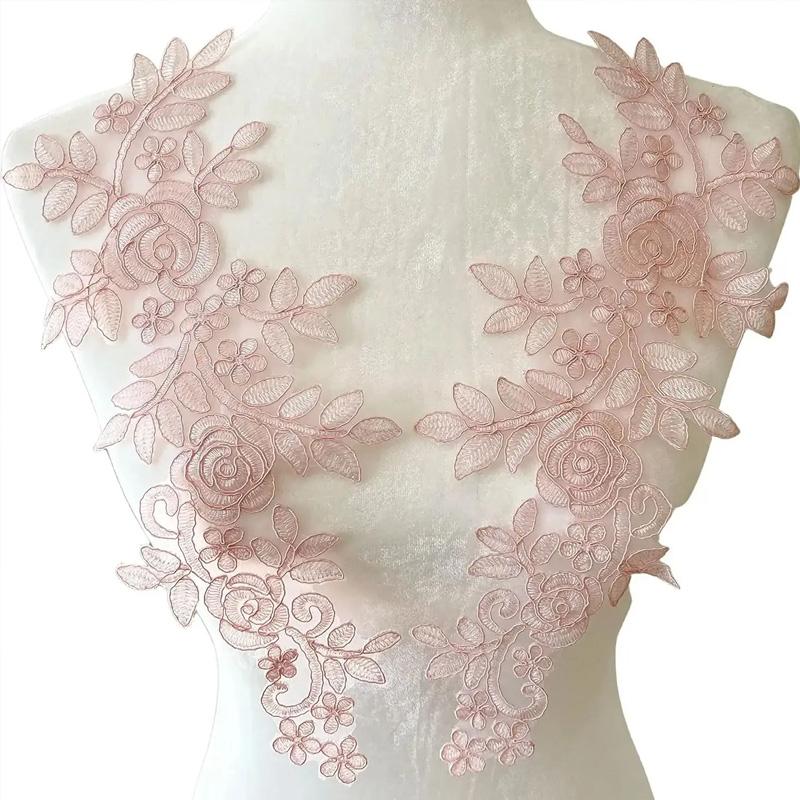 1 пара вышитых наклеек, аксессуары для одежды, кружево для отделки свадебного платья, 16*36 см, швейная аппликация