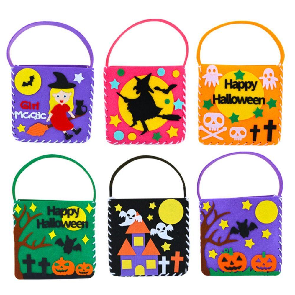 Pumpkin Bag DIY Halloween Candy Bag Trick Or Treat Pumpkin Handbag Kindergarten