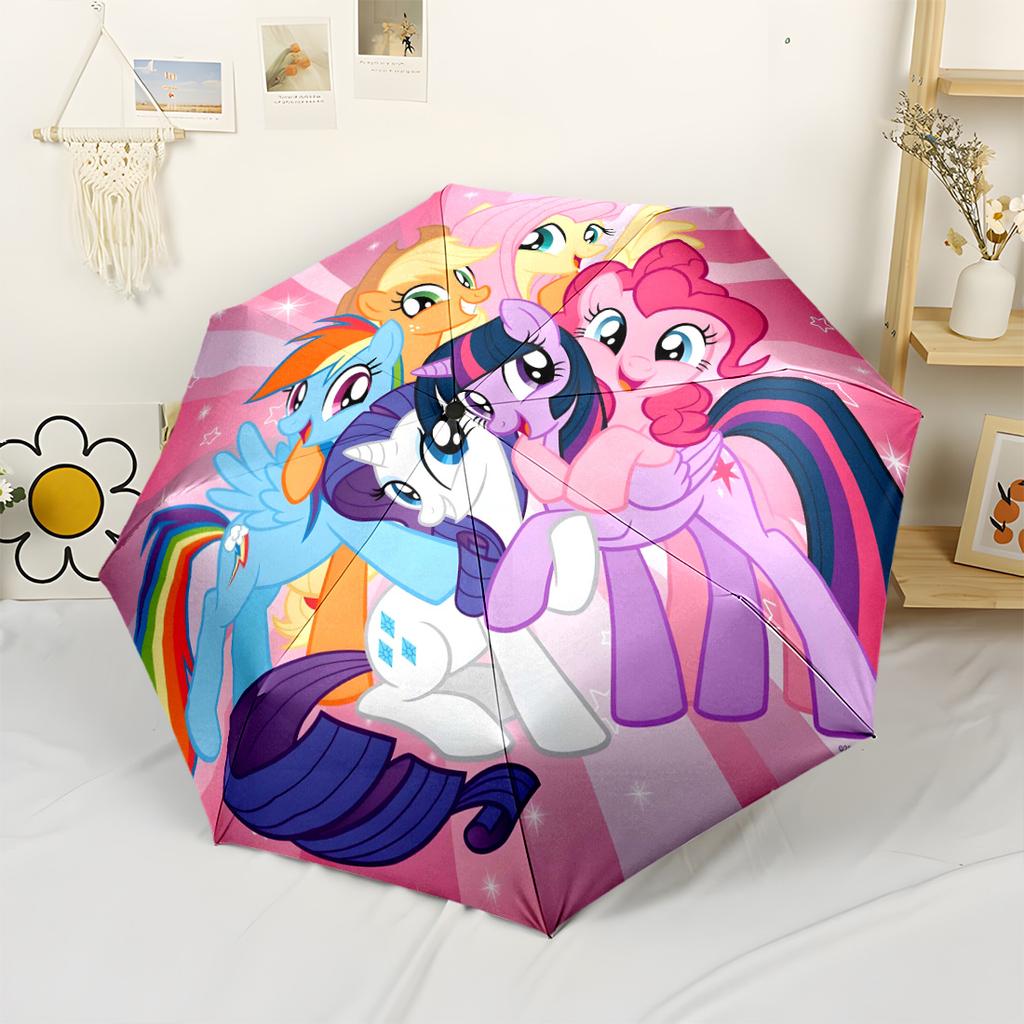 My Little Pony Friendship Portable Automatic Umbrella Folding Umbrella with 8 Ribs Sturdy Construction All-Season Use Fashion Lovers Gift