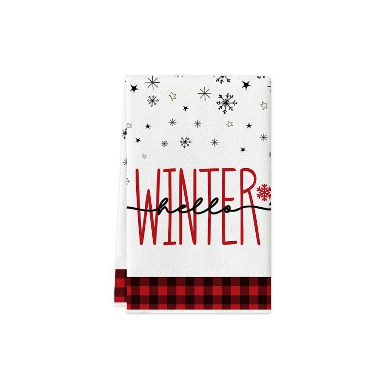 Christmas Kitchen Towel Nordic Style Snowman Print Dish Multipurpose Cotton Tea Home Holiday Decor
