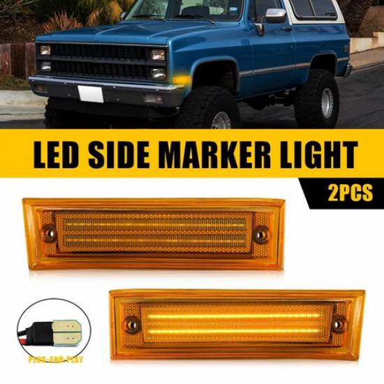 Pair LED Amber Side 2-Row Marker Signal Light For Chevrolet 1981-1991 Suburban