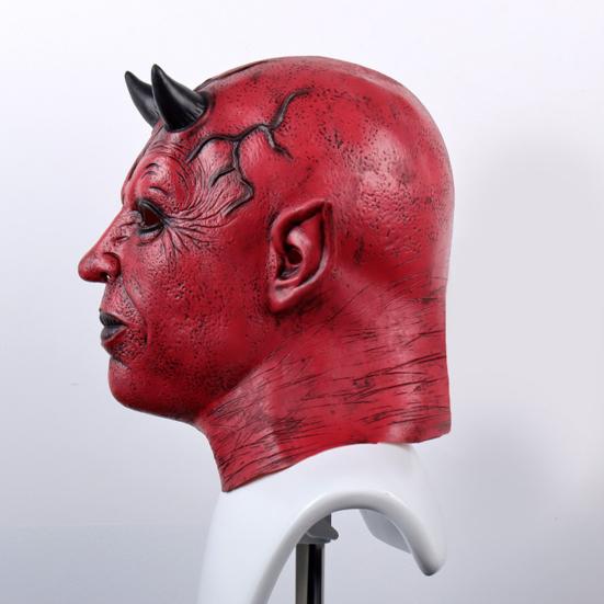 Подушка с лицом дьявола, реквизит для косплея на Хэллоуин, страшный головной убор ужасов с рогами, жуткий латексный костюм для вечеринки, аксессуар для взрослых и детей