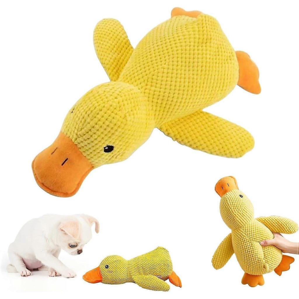 The Yellow Duck Dog Toy is a Soothing Duck Toy for Dogs. It Produces quacking and rustling Sounds to Keep Dogs Entertained, Suitable for Small, Medium