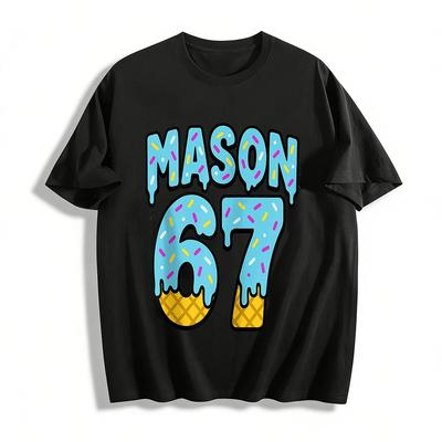 Персонализированный топ с коротким рукавом Mason 67 с принтом «Капельки мороженого» из чистого хлопка