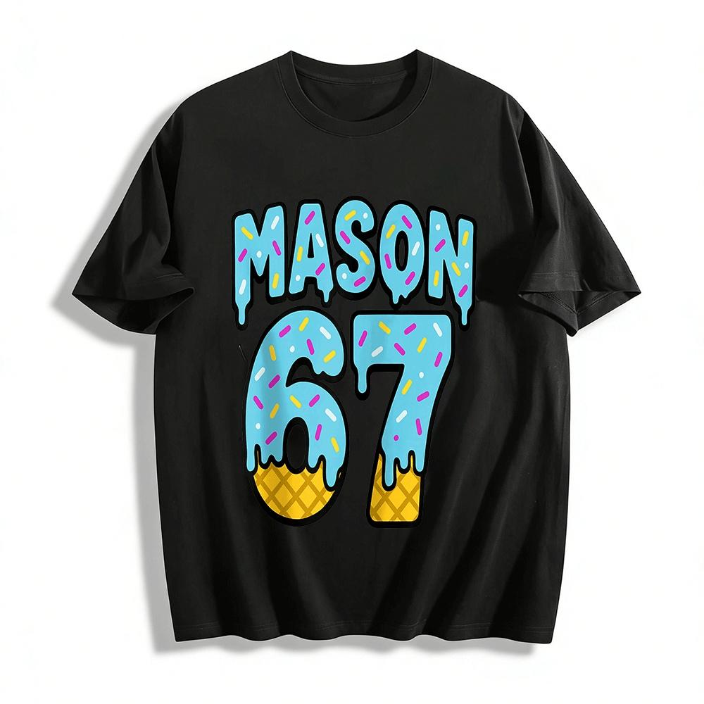 Персонализированный топ с коротким рукавом Mason 67 с принтом «Капельки мороженого» из чистого хлопка