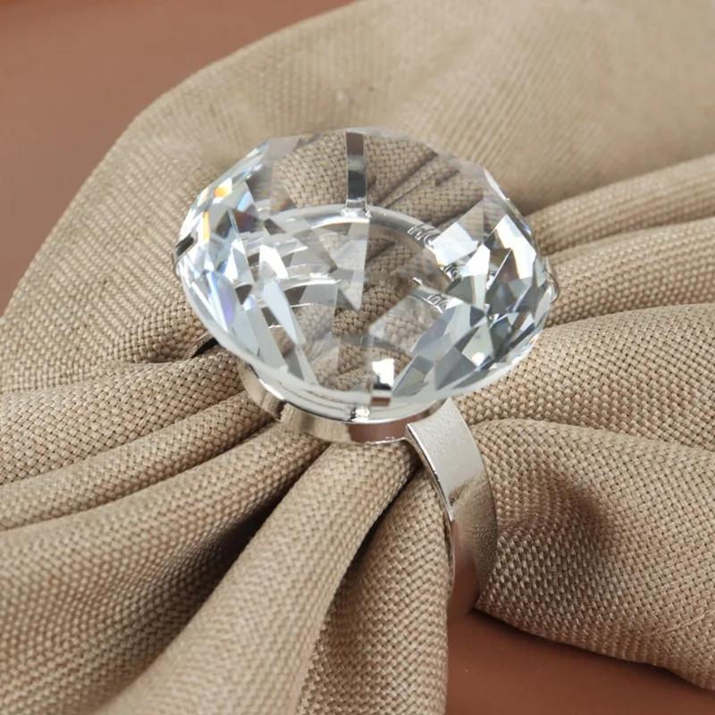 Горячая Распродажа 60 мм K9 Кристально Чистый Бриллиант Кольцо Для Салфеток Для Свадьбы И Ужина Украшения Стола На День Рождения