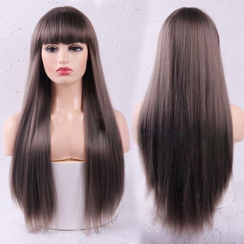 MERISIHAIR Женские длинные светлые прямые волосы с челкой, высококачественный парик из синтетического волокна