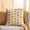 Groovy Retro Flowers Cushion Cover Silky Short Plush Invisible Zipper Dustproof Sofa Pillow Case For Home Decor