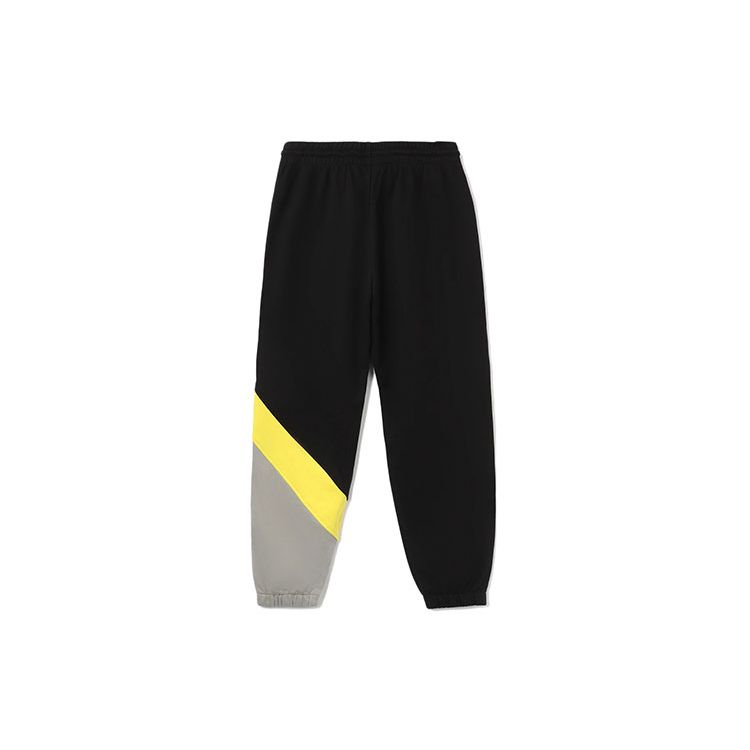 Li Ning Sports Fashion Series Logo Print Color Block Loose Fit Cuffed Knit Joggers Men Joggers Black AKLRC05-3