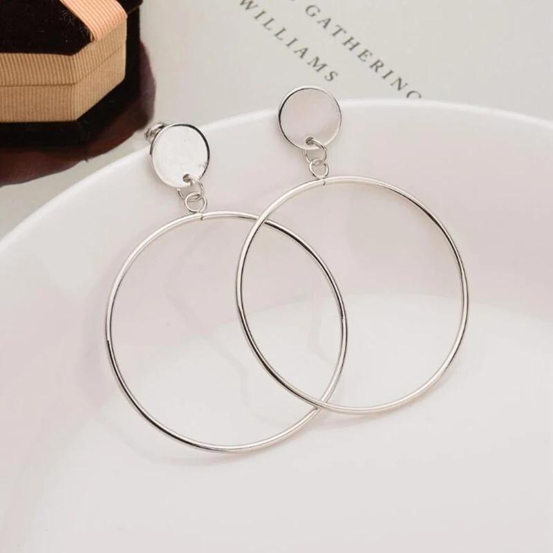 New Fashion Round Dangle Earrings for Women Big Circle Pendants Drop Earrings European Exaggerated Ear Accessories
