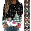 Women's Fashion Casual Long Sleeve Christmas Printed Neck Sweatshirt Top