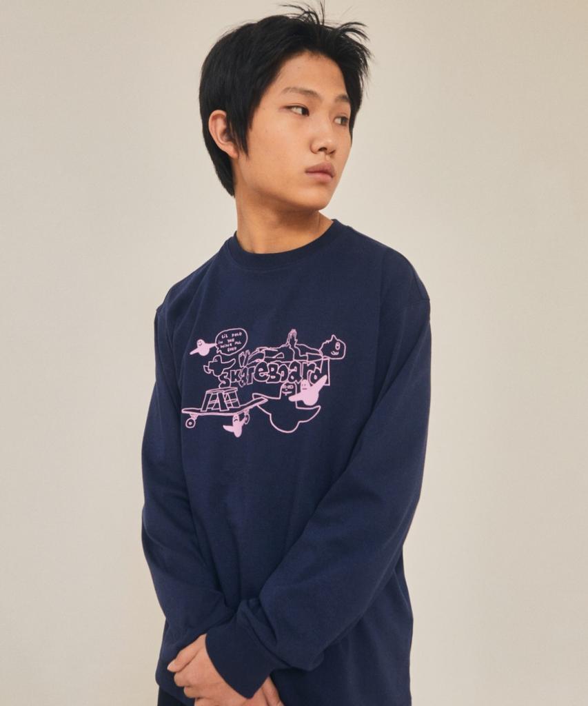 MARK GONZALES Mg Collage Graphic L/S T-Shirt - Navy