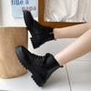 2025 Autumn New Black Handsome Martin Boots Women's Muffin Thick-soled Short Boots