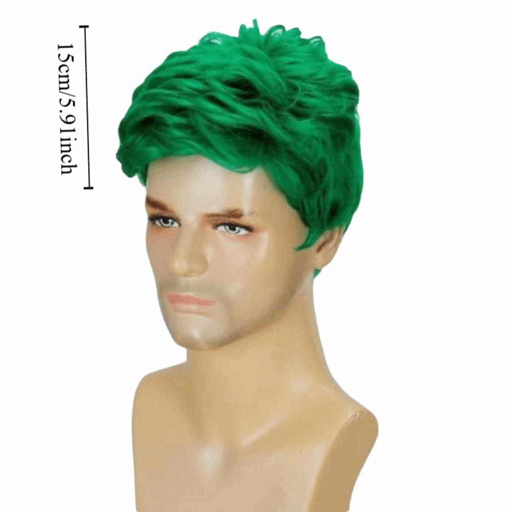 Green White Orange Men Wig with Bangs Natural St. Patrick's Day Wigs Carnival Party