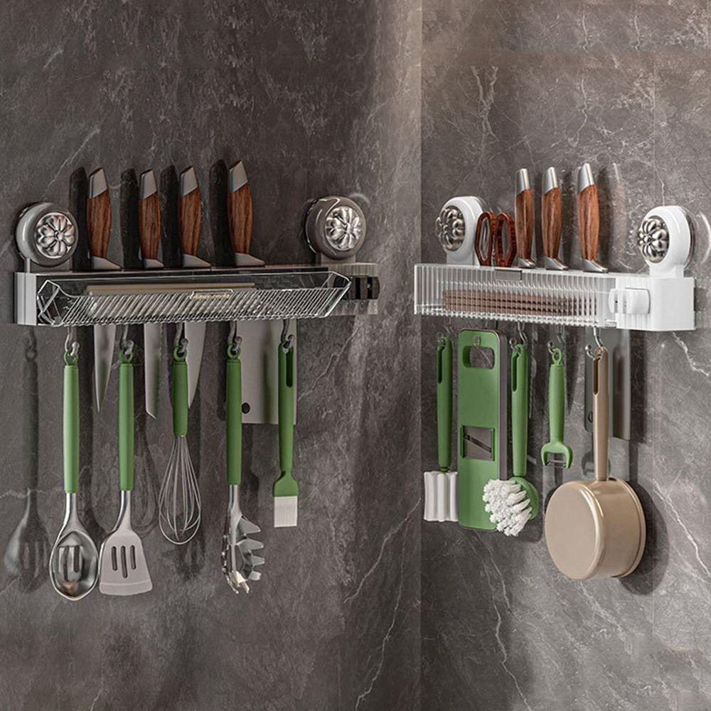 Wall Mounted Suction Cup Knives Rack Plastic Kitchenware Organizer Chopsticks Storage Box  for Home