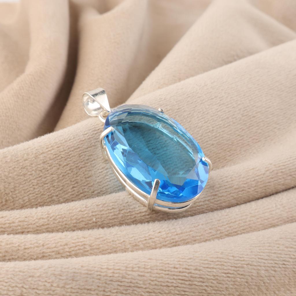 Швейцарский голубой топаз драгоценный камень 925 стерлинговое серебро ручная работа праздничный кулон для женщин, кулон с топазом для матери PP-64-9