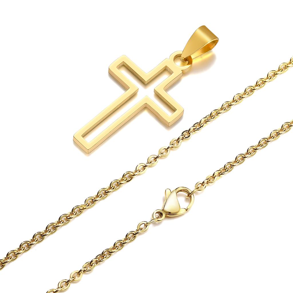 Повседневные полые necklaces с крестом для мужчин и мальчиков, водонепроницаемый кулон-крест из нержавеющей стали, религиозные украшения для веры и молитвы, подарок