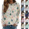 Women's Casual Fashion Christmas Print Long Sleeve Round Neck Pullover Top Blouse Sweatshirt