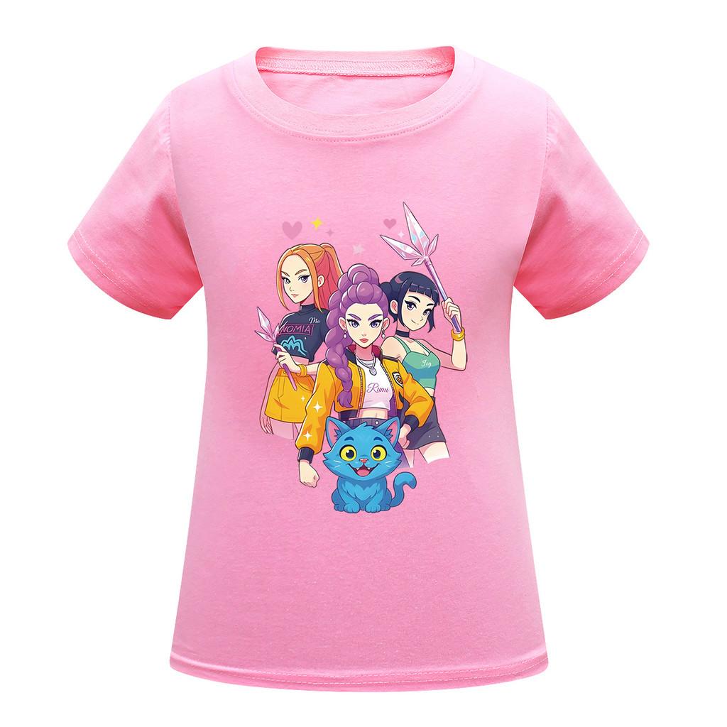 Kids Girls Anime Cartoon K-POP Rumi Zoey Mira Printed Casual Short Sleeves T-Shirt Top