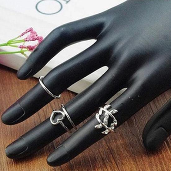 4 шт./компл. кольцо со стразами в форме листа в форме сердца над костяшкой миди, вечерние кольца в стиле бохо