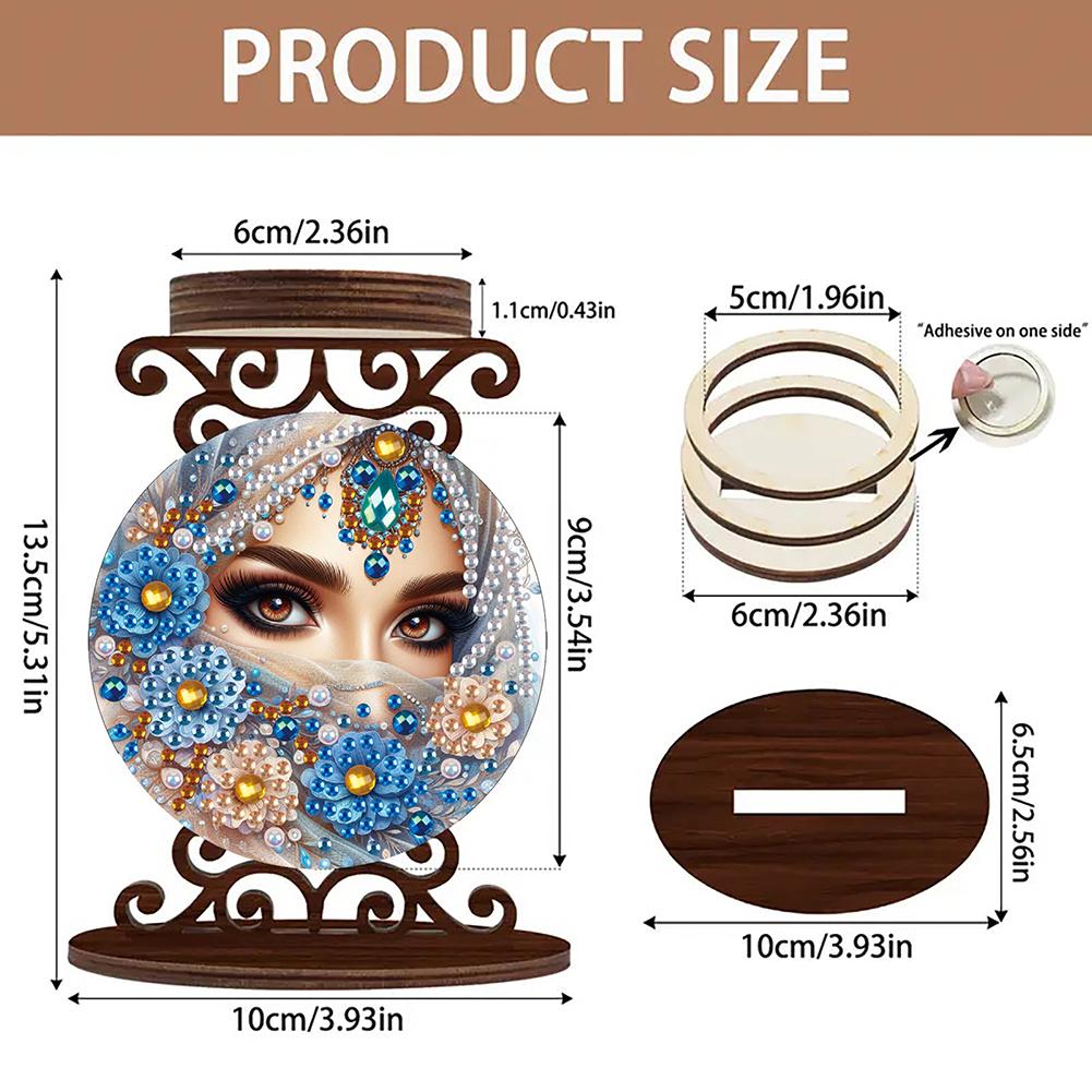 Wooden Desktop 5D DIY Diamond Painting Art Candle Holder Diamond Painting Desktop Tea Light Candle Holder Unique Artistic Gift