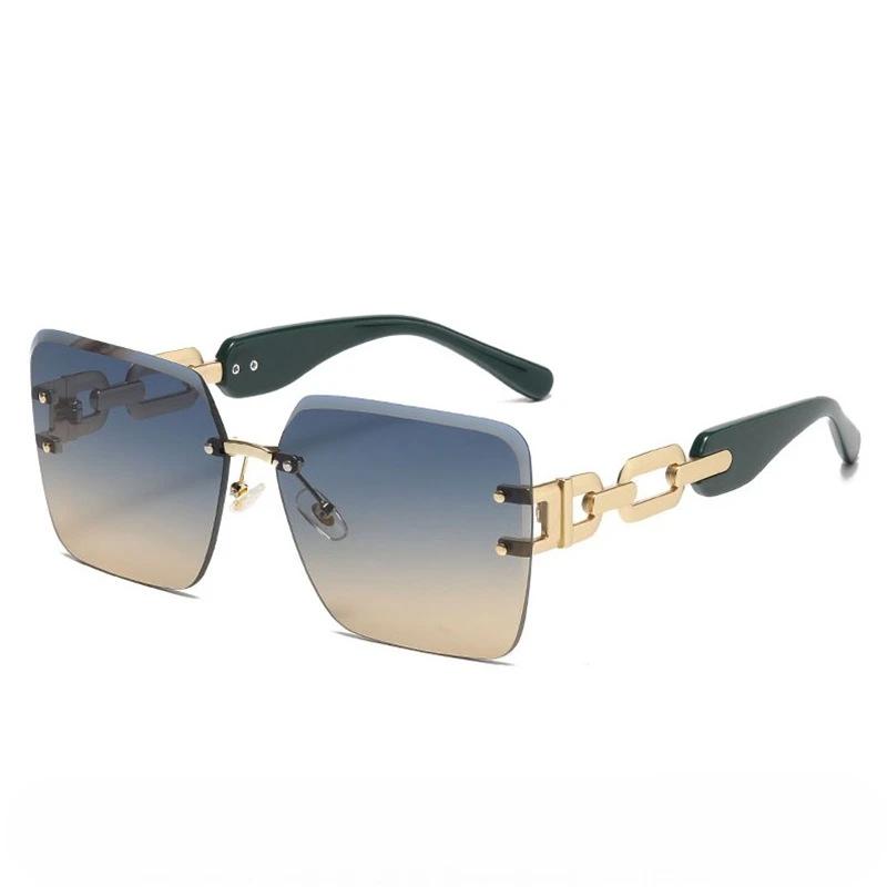 Square Frameless Sunglasses Chain Glasses Leg Glasses Fashionable Sunglasses Women'S Uv Resistant Sunshade Glasses