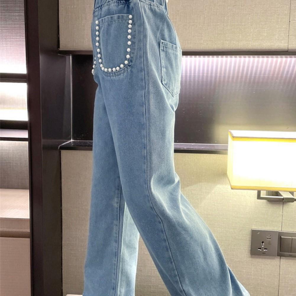 Джинсы для девочек, брюки, широкие джинсовые детские брюки для маленьких девочек