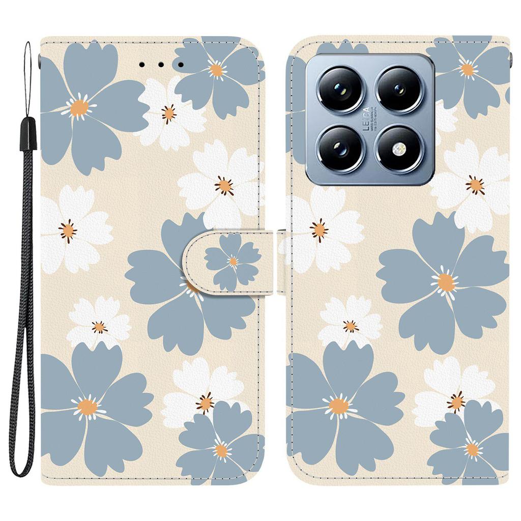 Для Xiaomi 14T Чехол-кошелек с принтом, кожаная подставка, чехол для телефона с ремешком