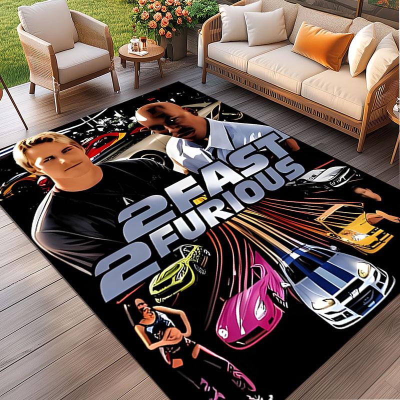Fast & Furious Print Rug, Washable Floor Carpet, For Entryway Dorm Laundry Room Office Study, Home Decor Birthday Christmas Gift