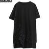 DIMANAF летняя женская футболка больших размеров, хлопковая кружевная футболка, модные женские топы, футболка-туника, свободная повседневная черная одежда оверсайз