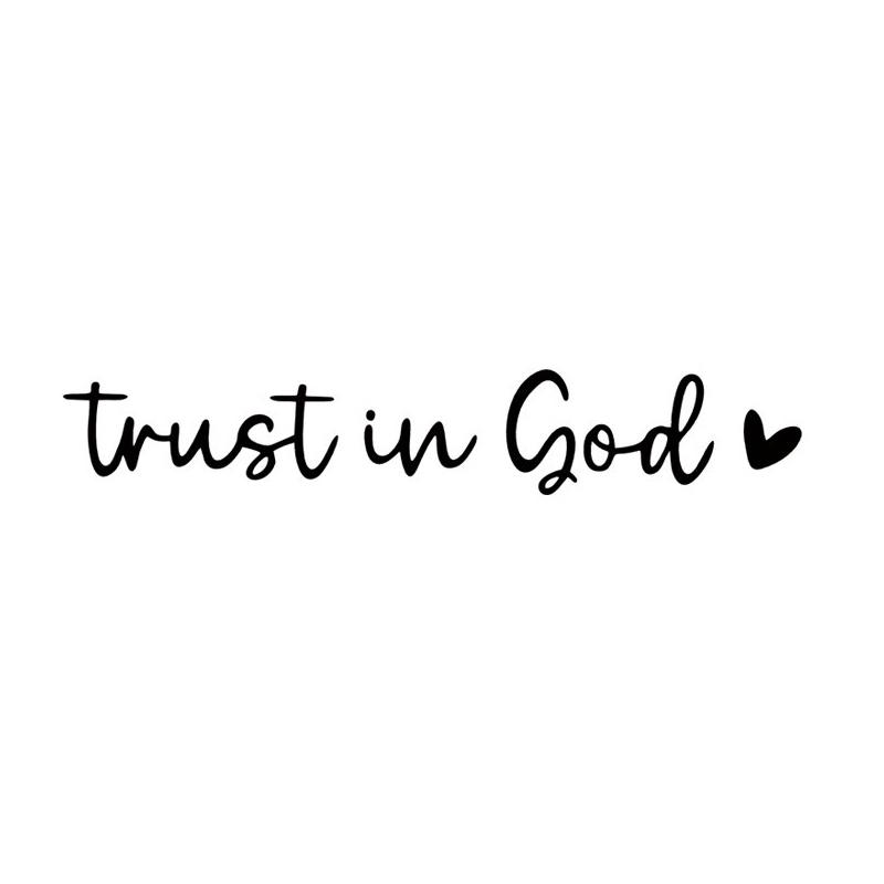 Trust In God Heart Car Rear View Mirror Sticker Decal Faith Bible Verse Christian Church Auto Vehicle Bumper Decor