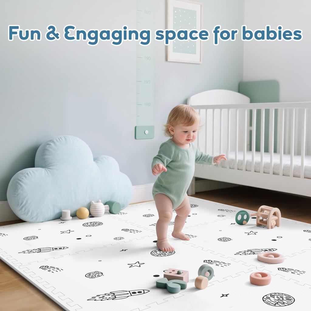 Baby Play Mat, 72x48-Inch Baby Foam Play Mat,6-Piece Interlocking Foam Floor Tiles for Toddlers, Floor Mats for Kids