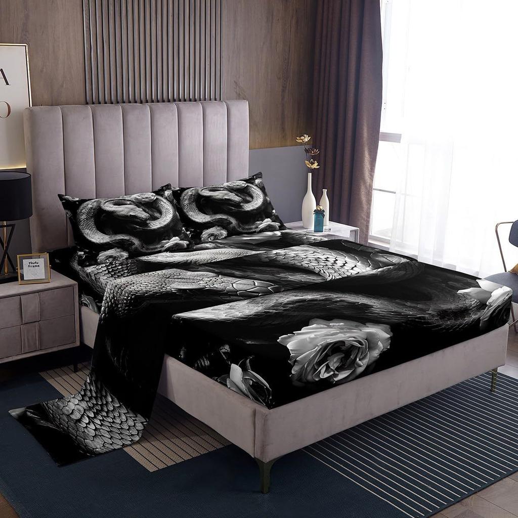 Halloween Ghost Bat Cartoon Pattern Sheet Four-Piece Bedroom Room Dormitory Bedding Decoration