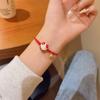 Ceramic Cat Pendant Chinese Style Jewelry Red Braided Rope Women Hand Ring Maneki Neko Bracelet