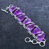 Браслет ручной работы из серебра 925 пробы с розовым аметистом и драгоценным камнем 7-8 дюймов Y1n08