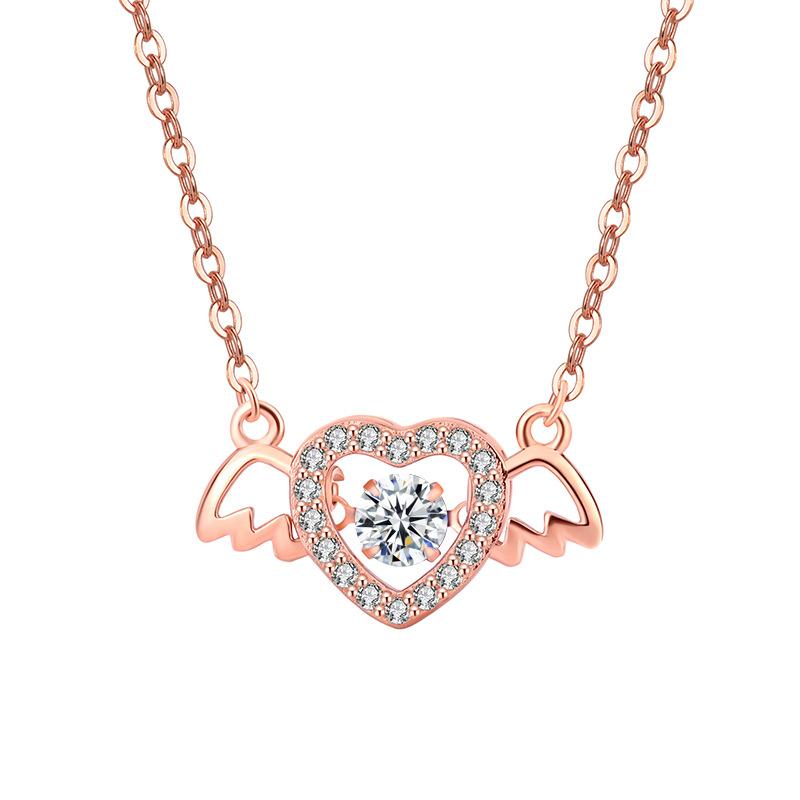 Ожерелье Angel Wings Agile для женщин, модная цепочка Love Heart Beating Heart Clavicle