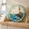 Housewarming Gift for Beach House Lighthouse Sea Glass Art Wall Ornament, Hand Assembled Shells And Tumbled Ocean Lover Birthday Present Decor, Style
