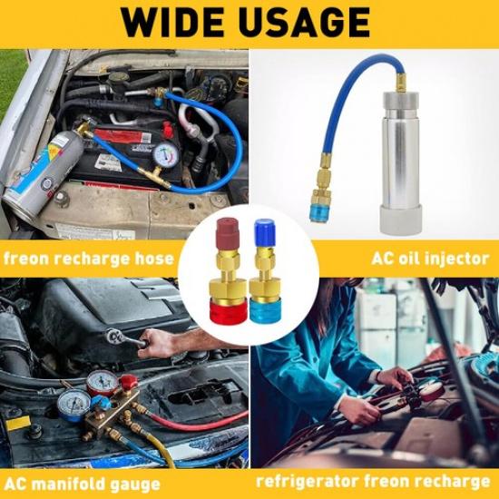 AC Quick R1234YF Adapters Connector Coupler Manifold AC Gauge Auto Set HighLow