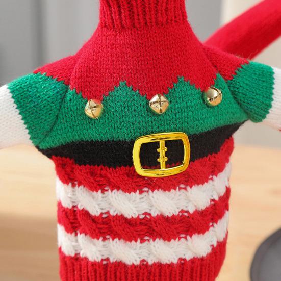 Рождественский чехол для бутылки вина, вязаный рождественский свитер для бутылки с шапкой Санты для бутылок вина, шампанского, пива, праздничное украшение для вечеринки