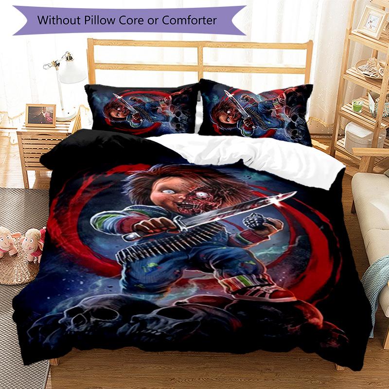 Chucky 3pcs Bedding Set Duvet Cover Closure Includes 1 Duvet Cover & 2 Pillowcases for All Seasons Bedroom Home Dorm Decor