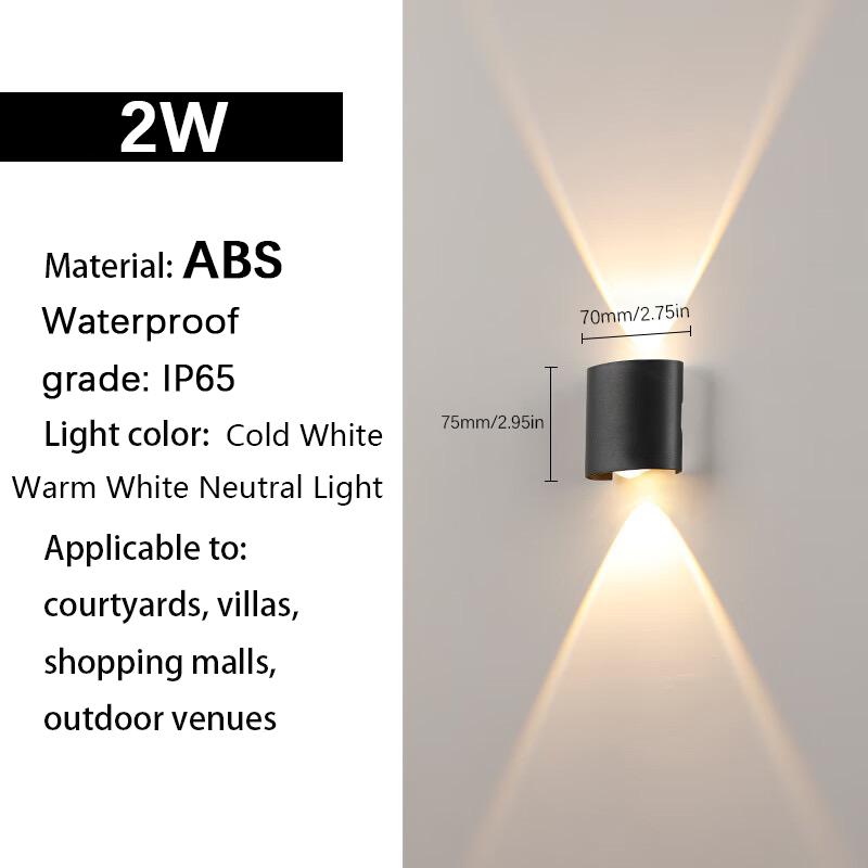 LED wall lights UP & Down AC85-265V ABS Waterproof Led Lights Modern Indoor Outdoor Appliances For Wall Panels Home Garden Yard