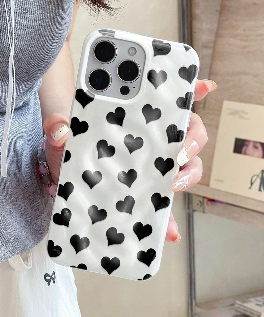 Чехол с сердечками в горошек Для IPhone 17 Air 16 15 14 13 12 11 Pro Max Чехол-бампер Для IPhone 16 15 14 Plus Чехол Funda Coque
