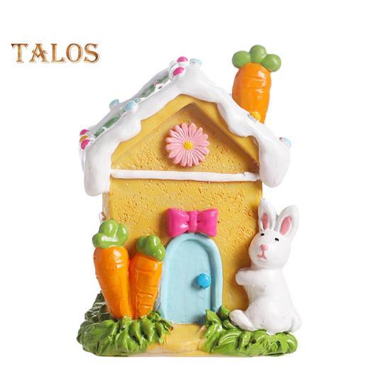 Миниатюрные фигурки домиков, маленькая пасхальная статуэтка пряничного домика в виде кролика, смоляное микроландшафтное украшение для стола, декор для домашней вечеринки