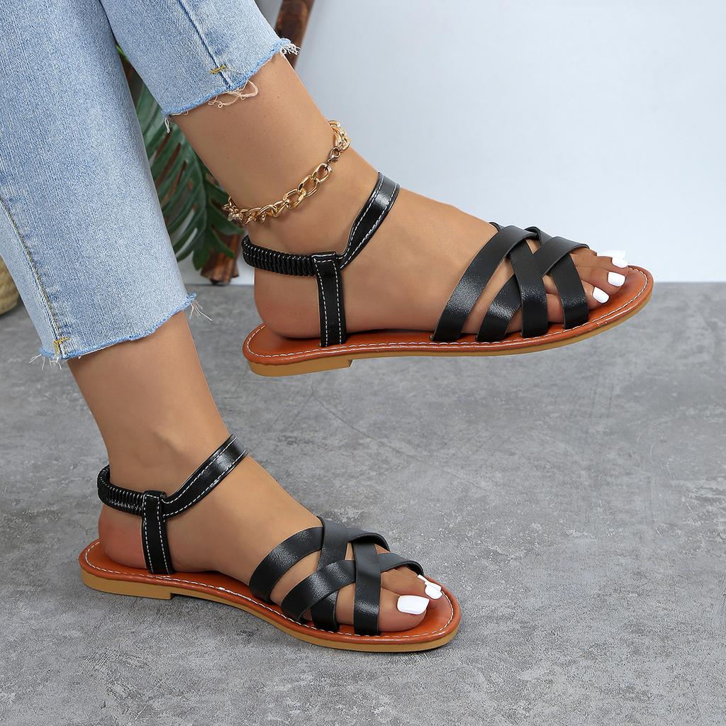 Шикарная весенняя основа: Легкие женские сандалии на плоской подошве с эластичной резинкой Easy Fit, идеально подходящие для комфорта и стиля на весь день